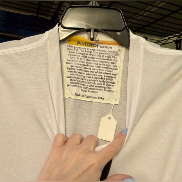 Aviator Nation White Short Sleeve Tee with Black Lightning Bolt - Picture 3 of 6